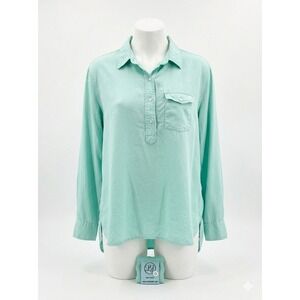 Lauren James Mint Green Long Sleeve Popover Button Shirt